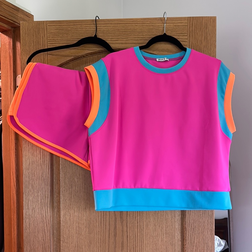 2 Piece Set Pink, Blue, and Orange
